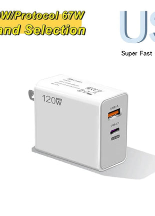 120W USB Fast Charger With Type C Cable Fast Charging Adapter For