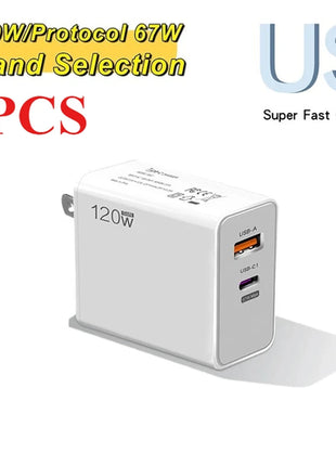 120W USB Fast Charger With Type C Cable Fast Charging Adapter For