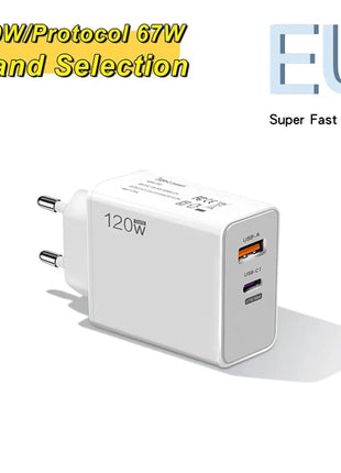 120W USB Fast Charger With Type C Cable Fast Charging Adapter For
