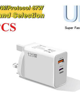 120W USB Fast Charger With Type C Cable Fast Charging Adapter For