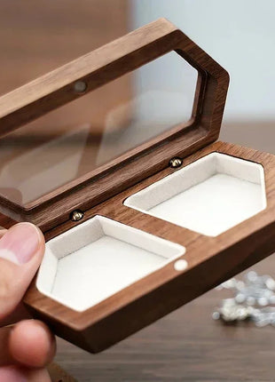 Free Custom Personalized Walnut Wooden Ring Box Engraved Engagement