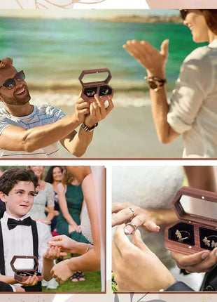 Free Custom Personalized Walnut Wooden Ring Box Engraved Engagement