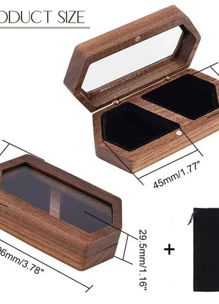 Free Custom Personalized Walnut Wooden Ring Box Engraved Engagement