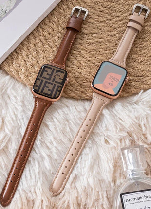 Slim Leather Strap For Apple Watch Series 10 42/46mm 9 8 7 41mm 45mm