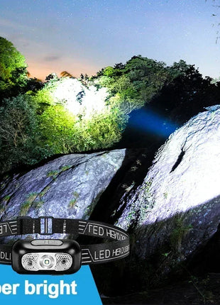 Strong Light Headlamp Portable LED Sensor Headlamp USB Rechargeable
