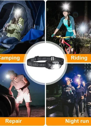 Strong Light Headlamp Portable LED Sensor Headlamp USB Rechargeable