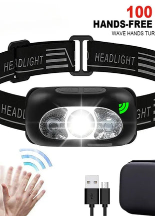 Strong Light Headlamp Portable LED Sensor Headlamp USB Rechargeable
