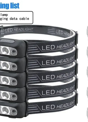Strong Light Headlamp Portable LED Sensor Headlamp USB Rechargeable