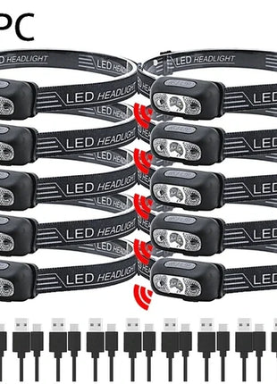 Strong Light Headlamp Portable LED Sensor Headlamp USB Rechargeable