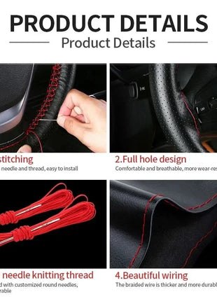 Artificial Leather Steering Wheel Cover Anti-Slip Braiding Cover For