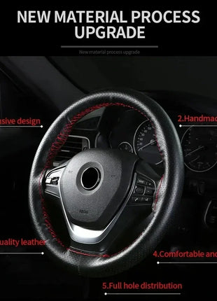 Artificial Leather Steering Wheel Cover Anti-Slip Braiding Cover For