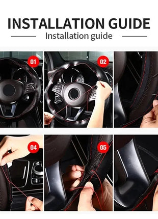 Artificial Leather Steering Wheel Cover Anti-Slip Braiding Cover For