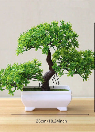4Pcs Artificial Bonsai Tree, Fake Potted Plants, Small Plastic Green