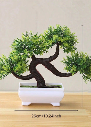 4Pcs Artificial Bonsai Tree, Fake Potted Plants, Small Plastic Green