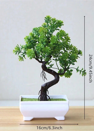4Pcs Artificial Bonsai Tree, Fake Potted Plants, Small Plastic Green