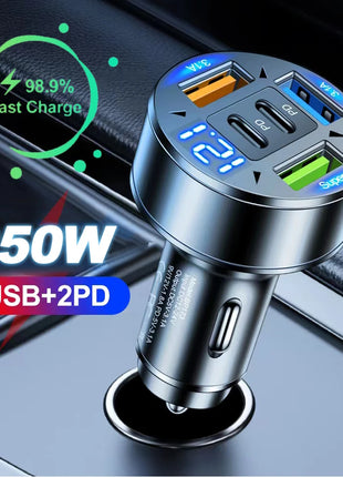 250W 5 Ports Car Charger Fast Charging PD QC3.0 USB C Car Phone
