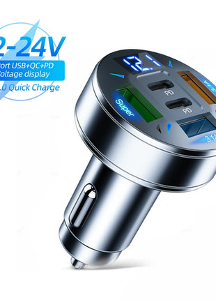 250W 5 Ports Car Charger Fast Charging PD QC3.0 USB C Car Phone