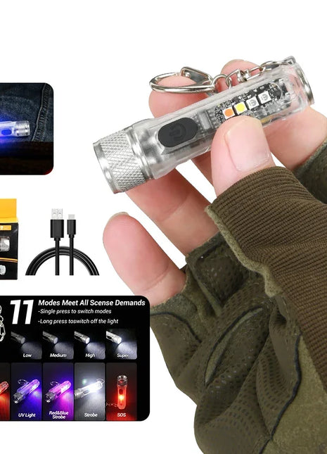 Mini Keychain Flashlight LED Rechargeable Torch Portable Magnetic USB