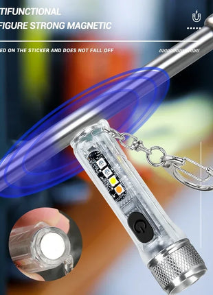 Mini Keychain Flashlight LED Rechargeable Torch Portable Magnetic USB
