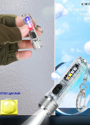Mini Keychain Flashlight LED Rechargeable Torch Portable Magnetic USB