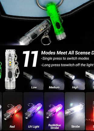 Mini Keychain Flashlight LED Rechargeable Torch Portable Magnetic USB