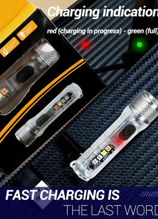 Mini Keychain Flashlight LED Rechargeable Torch Portable Magnetic USB