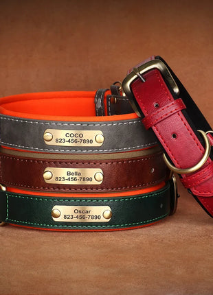Customized Leather Dog Collar Leash Soft Padded Leather Collar For