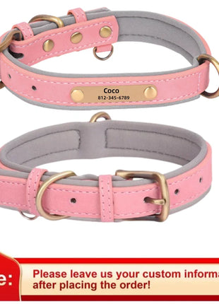 Customized Leather Dog Collar Leash Soft Padded Leather Collar For