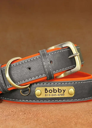 Customized Leather Dog Collar Leash Soft Padded Leather Collar For