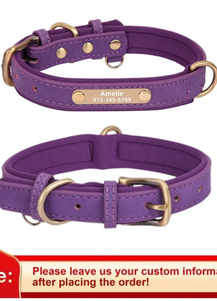 Customized Leather Dog Collar Leash Soft Padded Leather Collar For
