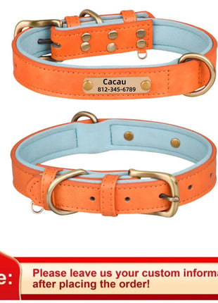 Customized Leather Dog Collar Leash Soft Padded Leather Collar For