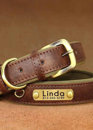 Customized Leather Dog Collar Leash Soft Padded Leather Collar For