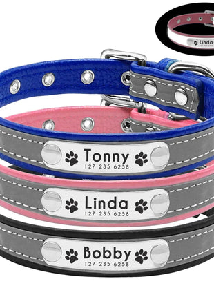 Reflective Pet Dog Custom Collar Adjustable Free Engraved Small Medium