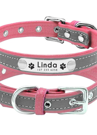 Reflective Pet Dog Custom Collar Adjustable Free Engraved Small Medium