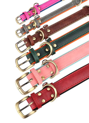 Customized Leather Dog Collar Leash Set Soft Padded Leather Collar For