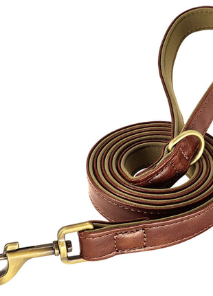 Customized Leather Dog Collar Leash Set Soft Padded Leather Collar For