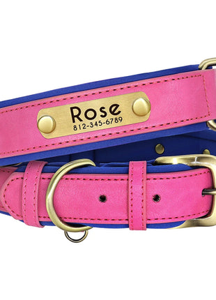 Customized Leather Dog Collar Leash Set Soft Padded Leather Collar For