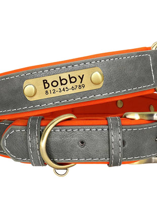 Customized Leather Dog Collar Leash Set Soft Padded Leather Collar For