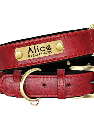 Customized Leather Dog Collar Leash Set Soft Padded Leather Collar For