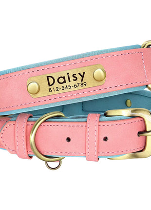 Customized Leather Dog Collar Leash Set Soft Padded Leather Collar For