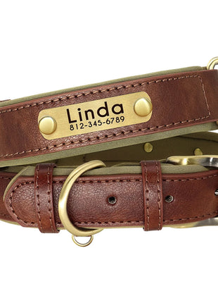 Customized Leather Dog Collar Leash Set Soft Padded Leather Collar For