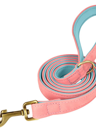 Customized Leather Dog Collar Leash Set Soft Padded Leather Collar For