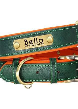 Customized Leather Dog Collar Leash Set Soft Padded Leather Collar For