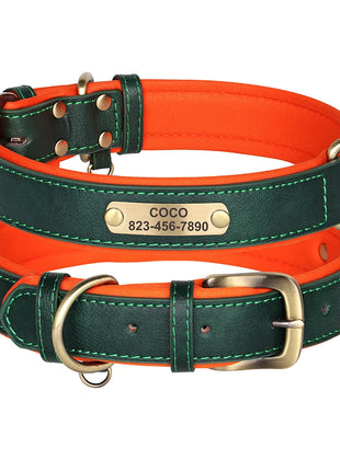 Personalized Dog Collar PU Leather Dogs Collars Free Engraving Pet ID