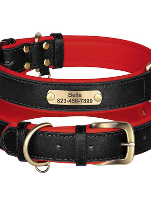 Personalized Dog Collar PU Leather Dogs Collars Free Engraving Pet ID