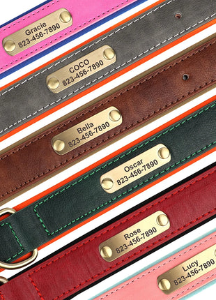Personalized Dog Collar PU Leather Dogs Collars Free Engraving Pet ID