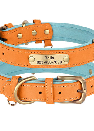 Personalized Dog Collar PU Leather Dogs Collars Free Engraving Pet ID