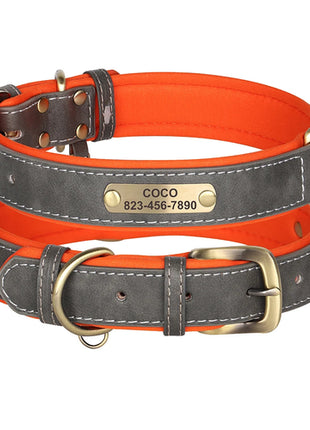 Personalized Dog Collar PU Leather Dogs Collars Free Engraving Pet ID