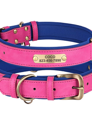 Personalized Dog Collar PU Leather Dogs Collars Free Engraving Pet ID