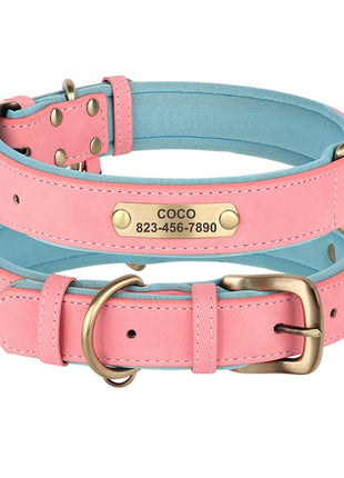 Personalized Dog Collar PU Leather Dogs Collars Free Engraving Pet ID